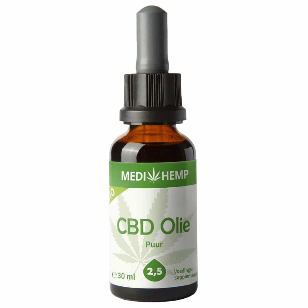 A Medihemp CBD Oil Pure 2,5% (30ml) on a white background.