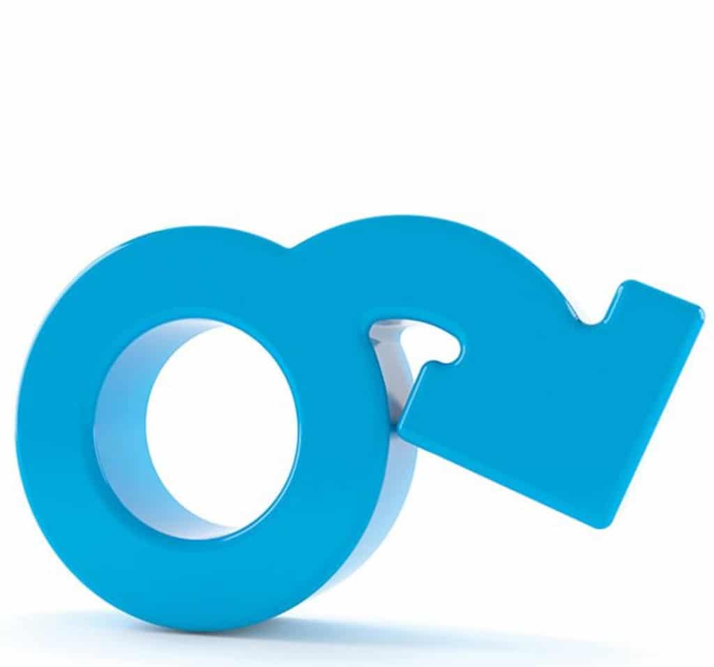 a blue letter o with a white background.