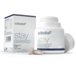 A box of Cibdol Stay Asleep Capsules with CBD and CBN (30 pieces) next to a bottle.