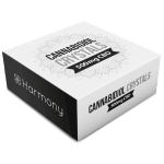 A white box with the Harmony CBD Crystals (99% Pure CBD) logo on it.