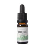 A bottle of Renova CBD oil 5% on a white background.