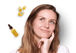 a woman with long hair and a bottle of honey.