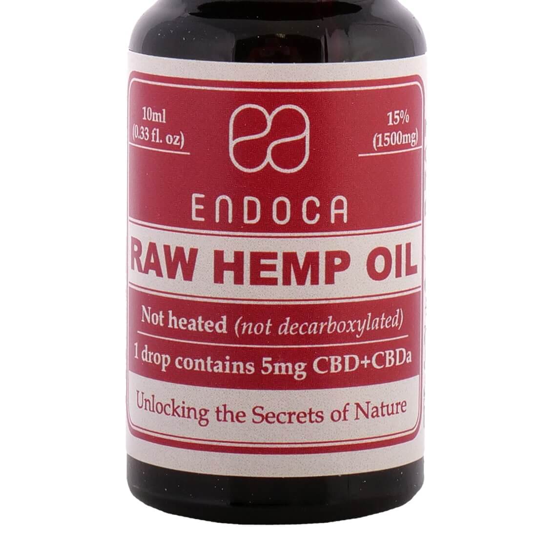 A bottle of Endoca CBD Oil 15%.