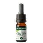 A bottle of Medihemp CBD Oil Olive Oil 6% on a white background.