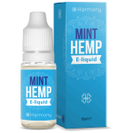 A bottle of Harmony E-liquid 600mg CBD - Classic Hemp (10ml) next to a box.