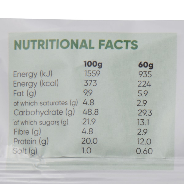 A package of nutritional information on a white background for CBD cookies.