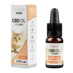 A Renova - CBD oil 2,5% for cats (10ml) next to a box of Renova - CBD oil 2,5% for cats (10ml).