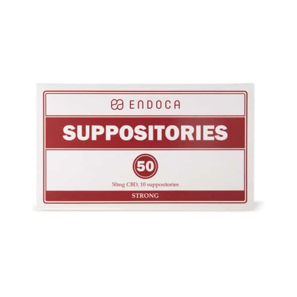 a red and white sticker with the words suppostories on it.